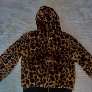 Leopard print bomber jacket